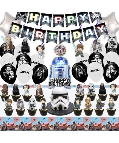 104pcs Star Birthday Decorations Mandalorian Party Supplies Include Birthday Banner Balloons Cake Toppers Cupcake Toppers Han...