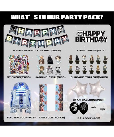 104pcs Star Birthday Decorations Mandalorian Party Supplies Include Birthday Banner Balloons Cake Toppers Cupcake Toppers Han...