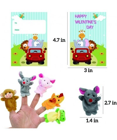 Valentines Day Card with Plush Animal Finger Puppet Toys Sets 16Pcs Cartoon Hand Puppets for Kids Valentine's Day Preschool C...