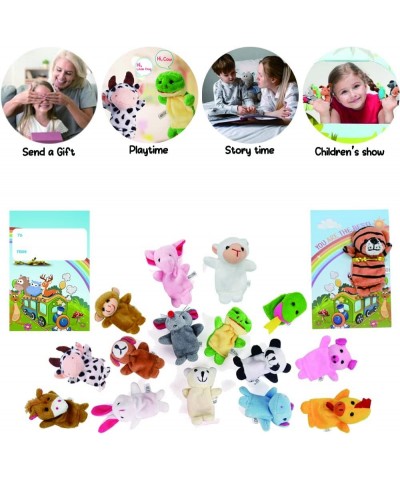 Valentines Day Card with Plush Animal Finger Puppet Toys Sets 16Pcs Cartoon Hand Puppets for Kids Valentine's Day Preschool C...