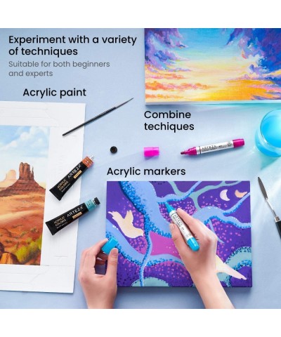 Acrylic Paper Foldable Canvas Pad 8x11 Inches 20 Sheets DIY Frame Heavyweight Acrylic Paint Paper 220 lb 360 GSM Acid-Free Ar...