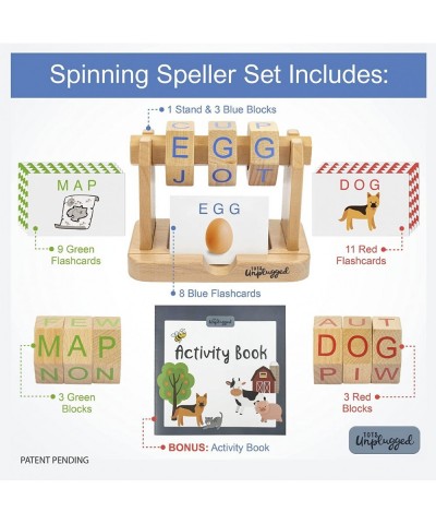 Real Wood Spin and Read Montessori Phonetic Reading Blocks Combines Spelling Blocks with Phonics flashcards for a Frustration...