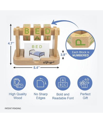 Real Wood Spin and Read Montessori Phonetic Reading Blocks Combines Spelling Blocks with Phonics flashcards for a Frustration...