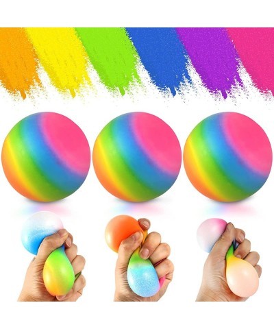 3 Pack Rainbow Squeeze Stress Ball - Soft Squish Balls Stress Relief Toy for Anti Anxiety and Relaxing Calming Stretchy Senso...