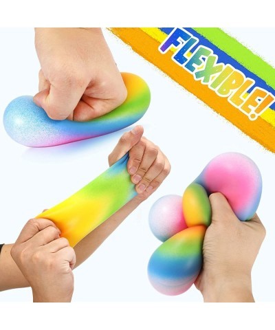 3 Pack Rainbow Squeeze Stress Ball - Soft Squish Balls Stress Relief Toy for Anti Anxiety and Relaxing Calming Stretchy Senso...