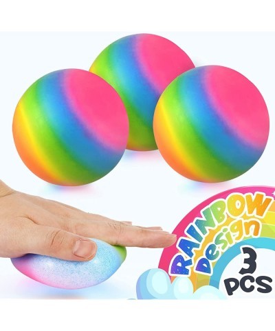 3 Pack Rainbow Squeeze Stress Ball - Soft Squish Balls Stress Relief Toy for Anti Anxiety and Relaxing Calming Stretchy Senso...