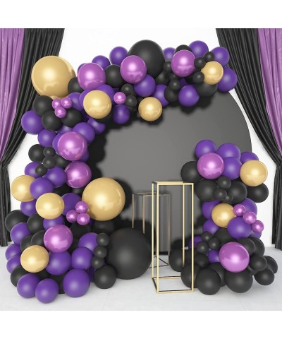 Purple Balloon Garland Kit 134 Pcs Purple Black Gold Balloon Arch with Gold Purple Metallic Balloons for Baby Shower Birthday...