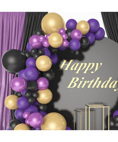 Purple Balloon Garland Kit 134 Pcs Purple Black Gold Balloon Arch with Gold Purple Metallic Balloons for Baby Shower Birthday...