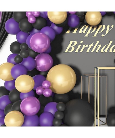 Purple Balloon Garland Kit 134 Pcs Purple Black Gold Balloon Arch with Gold Purple Metallic Balloons for Baby Shower Birthday...