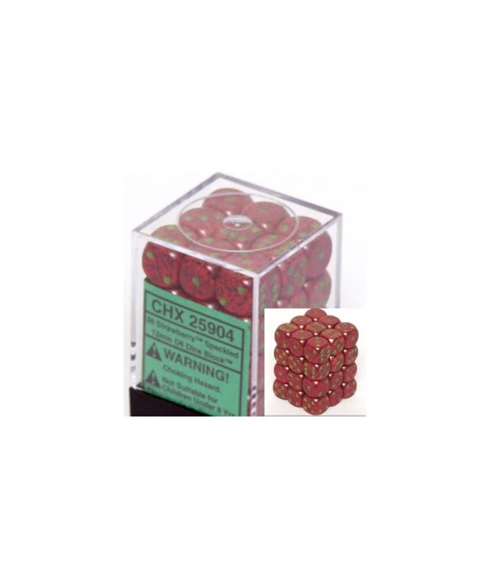 Dice d6 Sets: Strawberry Speckled - 12mm Six Sided Die (36) Block of Dice $19.96 Game Accessories