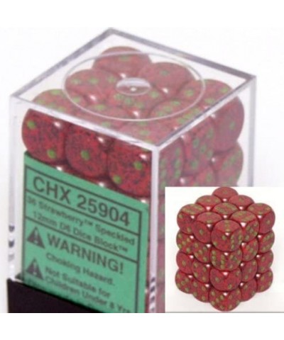 Dice d6 Sets: Strawberry Speckled - 12mm Six Sided Die (36) Block of Dice $19.96 Game Accessories