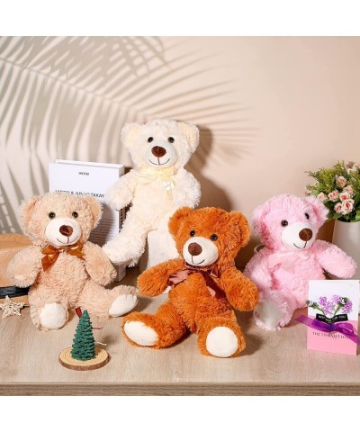 14 Inches Christmas Bear Plush Stuffed Animals Cute Soft Bears Bulk for Girls Boys Girlfriend (Light Brown White Pink Dark Br...