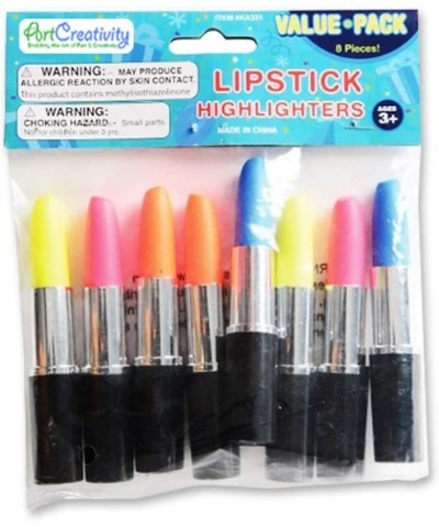 Lipstick Shaped Highlighters for Kids Set of 8 Assorted Colors Cute Back to School Supplies Stationery Party favors for Boys ...