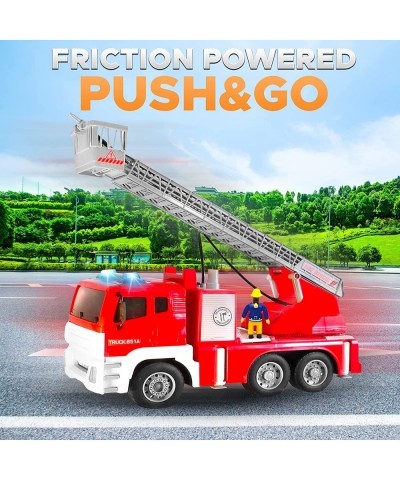 Fire Truck with Water Hose Pump Flashing Lights Siren Sounds Extending Ladder 5 Fireman Firefighter Figures Powered Firetruck...