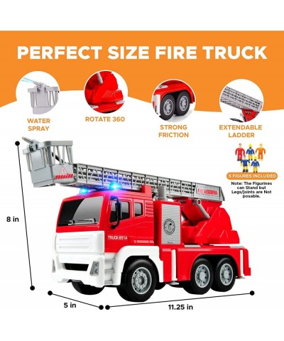 Fire Truck with Water Hose Pump Flashing Lights Siren Sounds Extending Ladder 5 Fireman Firefighter Figures Powered Firetruck...