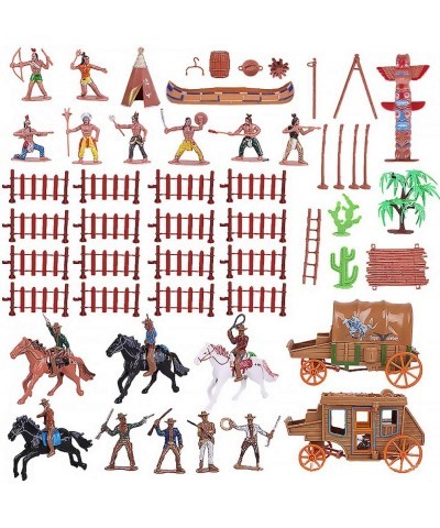 Cowboys and Indians Plastic Figures Playset Wild West Cowboys and Indians Models for Miniature Sandbox Decoration Educational...