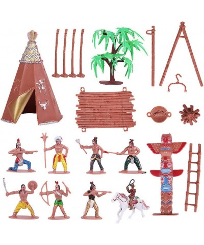 Cowboys and Indians Plastic Figures Playset Wild West Cowboys and Indians Models for Miniature Sandbox Decoration Educational...