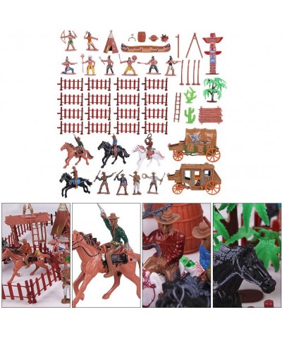 Cowboys and Indians Plastic Figures Playset Wild West Cowboys and Indians Models for Miniature Sandbox Decoration Educational...