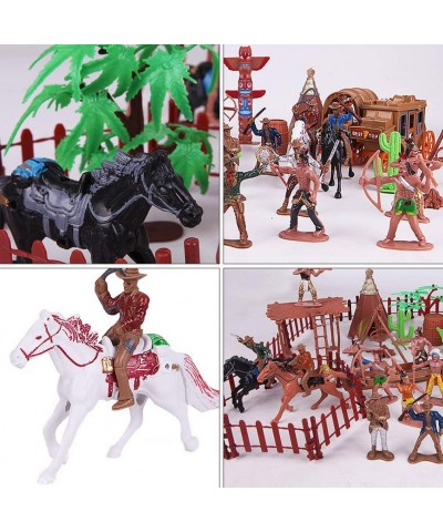 Cowboys and Indians Plastic Figures Playset Wild West Cowboys and Indians Models for Miniature Sandbox Decoration Educational...