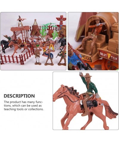 Cowboys and Indians Plastic Figures Playset Wild West Cowboys and Indians Models for Miniature Sandbox Decoration Educational...