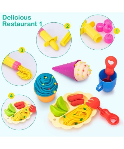 Dough Tools for Kids 41Pcs Dough Toys Include Play Food Molds - Cupcakes Ice Cream Burger Fries Noodle Play Bulk Pack with Ro...