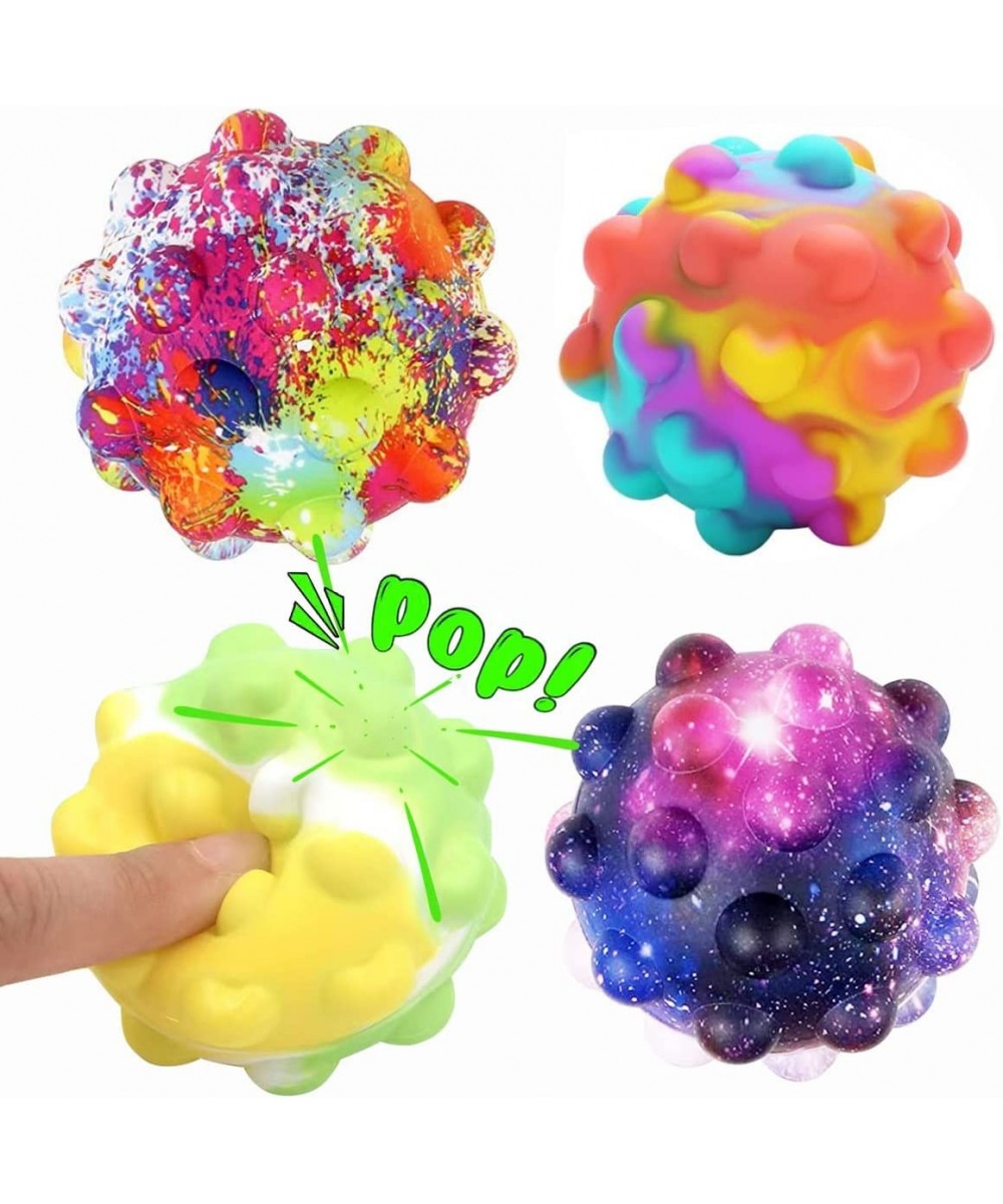 Pop Ball Fidget Toys 4 Pack Pop Stress Balls Fidget Toy Cutest Cartoon Bear Squeeze Sensory Toys 3D Silicone Toys for Anxiety...