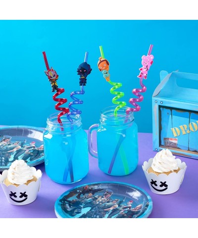 YAOO 24Pcs Battle Royale Birthday Party Supplies Reusable Drinking Straws 8 Designs Game Themed Party Favors Blue $33.25 Kids...