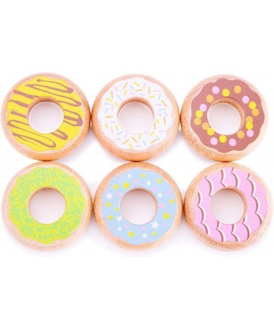 10629 Wooden Pretend Play Kids Donuts Set Cooking Simulation Educational Color Perception Toy for Preschool Age Toddlers Boys...