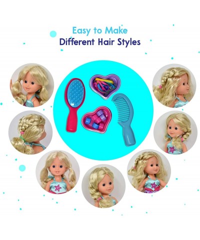 Mermaid Doll 12 Inch Princess Doll with Blonde Hair and Hair Accessories Comb Clips Brush Waterproof Plastic Bath Toys Seahor...