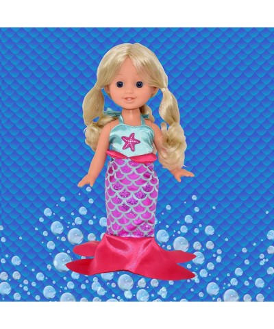 Mermaid Doll 12 Inch Princess Doll with Blonde Hair and Hair Accessories Comb Clips Brush Waterproof Plastic Bath Toys Seahor...