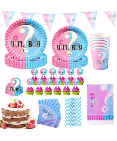 Baby Gender Reveal Party Supplies Serves 16 Guests Gender Reveal Plates Boy or Girl Gender Reveal Party Decoration with Plate...