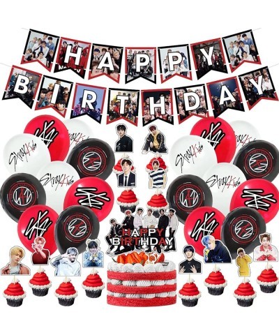 STRAY-KIDS Birthday Party Supplies STRAY-KIDS Birthday Decorations Gift Set - STRAY-KIDS Banner 18PCS Balloons Cake Toppers 2...