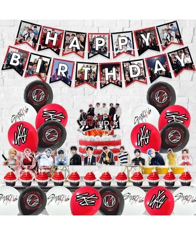 STRAY-KIDS Birthday Party Supplies STRAY-KIDS Birthday Decorations Gift Set - STRAY-KIDS Banner 18PCS Balloons Cake Toppers 2...