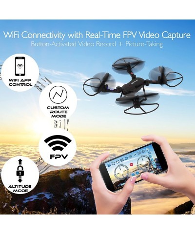 SLRD18 WiFi FPV Foldable Drone with HD Camera and Live Video. Headless Mode Quadcopter Altitude Hold 1-Key Takeoff/Landing Cu...