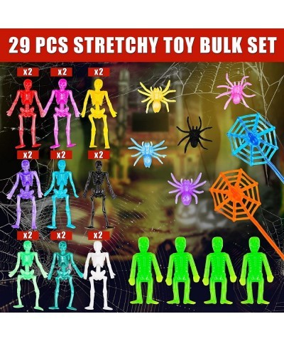 29PCS Halloween Stretchy Skeleton Spiderweb Glitter Spider Toy Set Fun Novelty Gifts for Kids Stretchy Wacky Fidget Pack Asso...