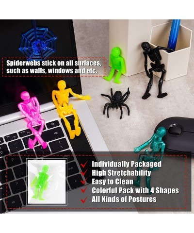 29PCS Halloween Stretchy Skeleton Spiderweb Glitter Spider Toy Set Fun Novelty Gifts for Kids Stretchy Wacky Fidget Pack Asso...