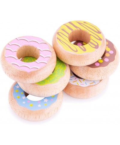 10629 Wooden Pretend Play Kids Donuts Set Cooking Simulation Educational Color Perception Toy for Preschool Age Toddlers Boys...