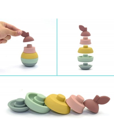 Silicone Pear Stacker Toy for Kids Toddlers Babies - Baby Teether Toys Stacking Nesting Sorting Puzzle Blocks Travel Bath Sen...