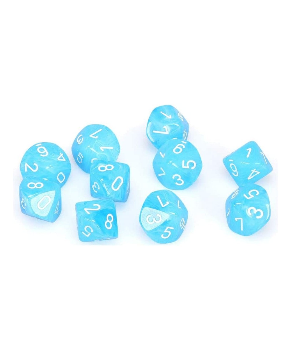 Dice Sets: Cirrus Light Blue with White - Ten Sided Die d10 Set (10) $33.01 Game Accessories