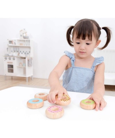 10629 Wooden Pretend Play Kids Donuts Set Cooking Simulation Educational Color Perception Toy for Preschool Age Toddlers Boys...