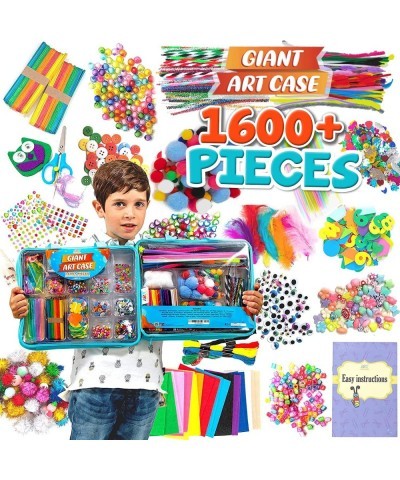 Giant Art Case Set of 1600+ Pc.– Arts and Crafts Supplies for Kids 6+ – DIY Projects Case Filled with Pom Pom Box Craft Kit L...