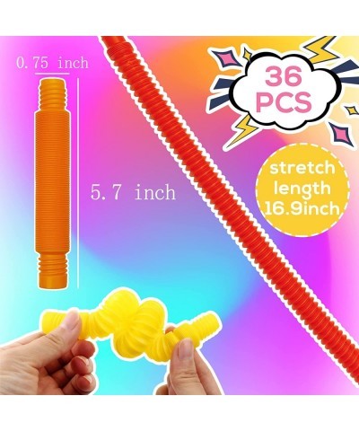 36 Pack Mini Pop Tubes Fidget Toy Sensory Stress Relief Toys for Kids Fun Stretch Tubes Bulk for Classroom Party Favors Toys ...