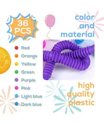 36 Pack Mini Pop Tubes Fidget Toy Sensory Stress Relief Toys for Kids Fun Stretch Tubes Bulk for Classroom Party Favors Toys ...