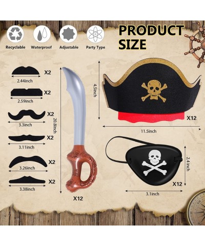 48Pcs Pirate Party Set Pirate Hat for Party Cosplay Supplies with 12 Pirate Hats 12 Pirate Eye Patch 12 Inflatable Sword 12 P...