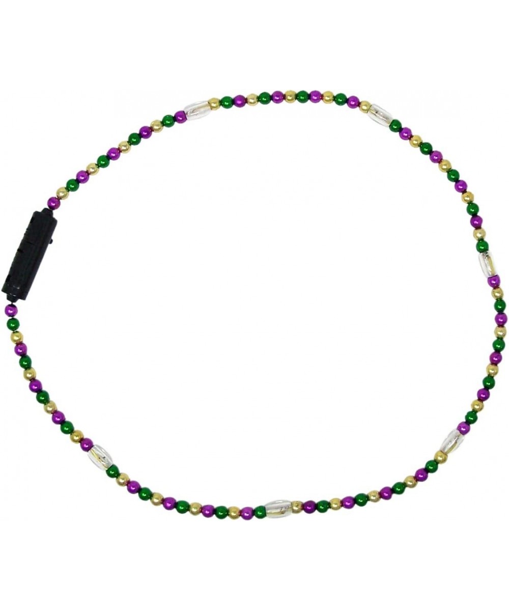 Mardi Gras Flashing LED Light Up Bead Necklace in Colors Golden Purple & Green $21.70 Kids' Dress-Up Accessories