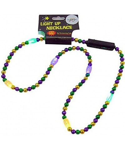 Mardi Gras Flashing LED Light Up Bead Necklace in Colors Golden Purple & Green $21.70 Kids' Dress-Up Accessories