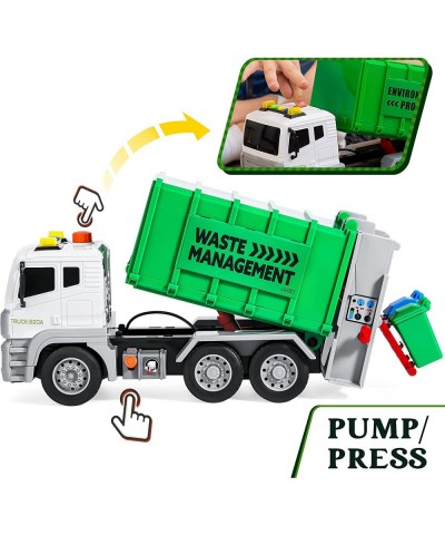 JOYIN 12.5" Garbage Truck Toy Friction-Powered Trash Truck with Lights & Sounds Back Dump Garbage Recycling Truck Toy Set wit...