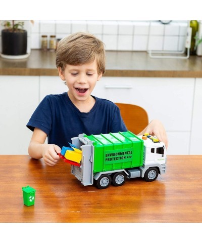 JOYIN 12.5" Garbage Truck Toy Friction-Powered Trash Truck with Lights & Sounds Back Dump Garbage Recycling Truck Toy Set wit...