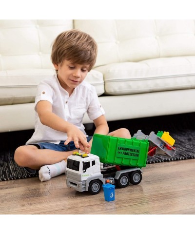 JOYIN 12.5" Garbage Truck Toy Friction-Powered Trash Truck with Lights & Sounds Back Dump Garbage Recycling Truck Toy Set wit...