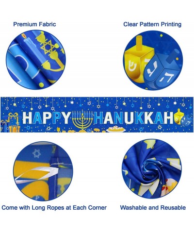 Happy Hanukkah Banner Large 98" X 18" Blue Chanukah Banner Party Decorations Hanukkah Party Supplies Indoor Outdoor Decoratio...